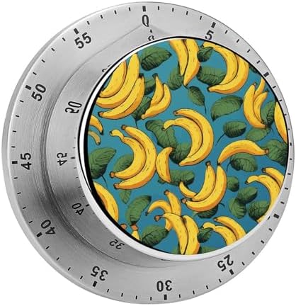 Mechanical Kitchen Timers for Cooking,Yellow Banana Printed 60 Minute Magnetic Countdown Timer,Cute Cooking Timers with Alarm,Stainless Steel Time Timer Manual No Batteries Required by Unknown
