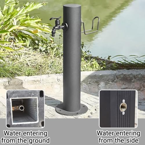 Outdoor Water Column with Faucet & Spray Gun, Anti-Freeze Outdoor Spigot with Hose Holder, Side/Bottom Inlet Installation for Garden Irrigation & Car Washing(50x20.5cm/19.7x8in) - Image 6