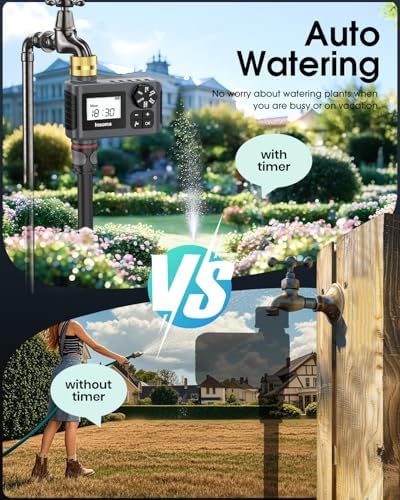 2-Packs Water Timer for Outdoor Garden Hose, Hose Timer with Rain Delay/Manual Mode, Automatic Drip Irrigation Controller System for Lawn Yard Garden Watering - Image 2