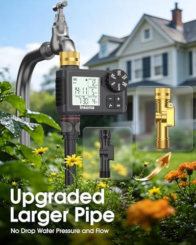 Water Timer for Garden Hose with 100% Metal Pipe, Programmable Sprinkler Controller for Garden Faucet with Auto/Manual/Rain Delay Mode, Irrigation Timers for Lawn, Yard, Outdoor Plants - Image 2