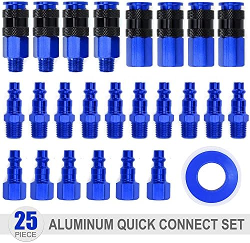 Aluminum Air Fittings, 1/4" NPT, 25 Pieces, Blue - Image 2