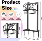 Garden Hose Holder with Storage Basket,Heavy Duty 4 Spikes,Coil - Image 2