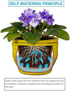 Self Watering Pot for African Violets Indoor Outdoor Plants, 6 inch, Yellow - Image 5