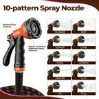 Garden Hose 100 ft, 2026 Upgraded Kink Free Flexible Water Hose 100ft With 10 Pattern Spray Nozzle, Leak-Proof, Portable, Ultra Lightweight & Durable Garden Hose for Yard, Lawn, Outdoor Black & Orange - Image 5
