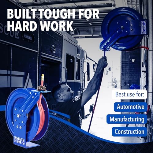Coxreels P-LP-350 Retractable Air/Water Low-Pressure Hose Reel, P Series, 3/8 in x 50 in 300 PSI - Easy-to-Use Compact Design- Heavy-Duty Steel Construction, Made in The USA - Image 4