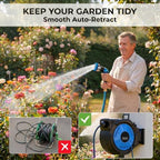 Retractable Garden Hose Reel, 1/2 in x 100 ft Heavy Duty Wall Mounted Hose Reel with Upgraded Automatic Slow Rewind System, Any Length Lock, 180° Swivel Bracket, 10-Pattern Nozzle for Outdoor Watering - Image 2
