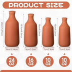 DoubleFill Ollas Terracotta Watering Pots, 10,16,24 oz, 4 Pcs - Image 2