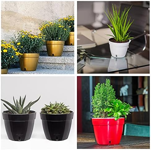Santino AST 7.9 Inch Self Watering Planter Black-Gold/Black - Set of 3 for Indoor Plants - Premium Quality Plastic Pot with Water Level Indicator for All House Herbs, African Violets and Dahlias - Image 4