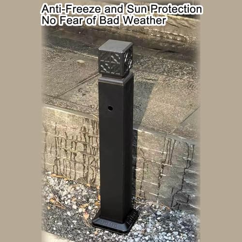 Outdoor Aluminum Garden Water Column, Hose Holders for Outside Freestanding with Faucet and Spray Gun, Outdoor Faucet(Black,100x10cm/39x4in) - Image 5