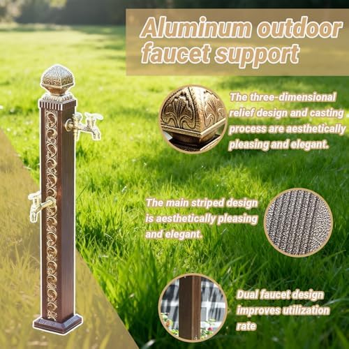 Outdoor Retro Post Faucet Freestanding Garden Hose Holder Outdoor Retro Post Faucet for Garden Farm Pasture Backyard Irrigation Washing(B) - Image 3