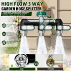Garden Hose Splitter 3 Way, Heavy Duty Metal, 3/4" GHT, Green - Image 5