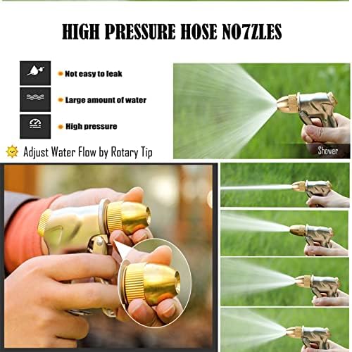 ETomey Metal Hose Stand, Movable Portable & Wall Mounted Garden Hose Holder Freestanding with Metal High Pressure Gun, Hose, Connection Fittings (Size : 98.4ft/30m) (Color : Green, Size : 98.4ft/30m) - Image 6