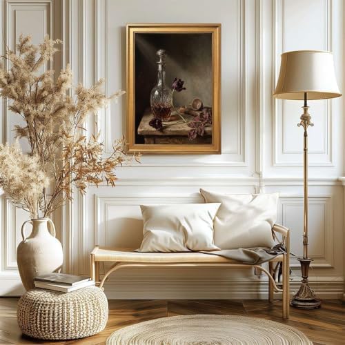 Gold Vintage Framed Still Life Decanter and Tulip Wall Art Print - Image 6