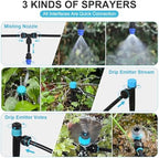 230ft Drip Irrigation System with Quick-Connect,33ft 1/2" Mainline & 197ft 1/4" Tubing Drip Irrigation Kit and 3 Nozzle Types Irrigation System for Garden,Flower Bed, Raised Bed, Greenhouse - Image 2