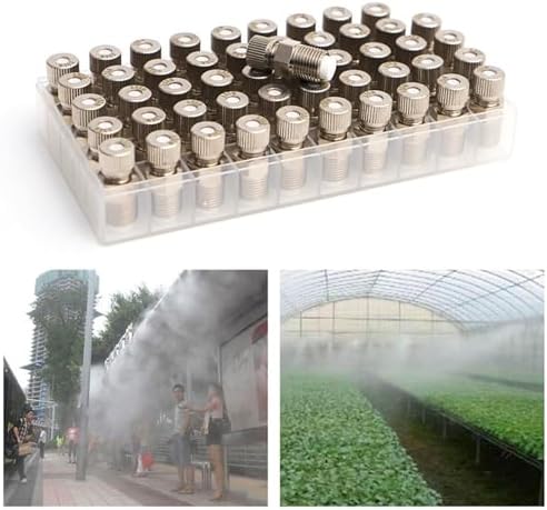 Misting Nozzles, 20pcs Brass Replacement Heads with Filter, High Pressure Atomizing Sprayer for Outdoor Cooling System, 1/8" NPT(0.6mm) - Image 4