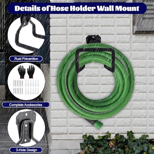 4 Pack Garden Hose Holder Wall Mounted, Heavy Duty Metal Water Hose Hanger - Image 4