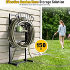 Garden Hose Holder with Brass Faucet, 45ft Rubber Hose, 5ft Leader Hose - Image 6