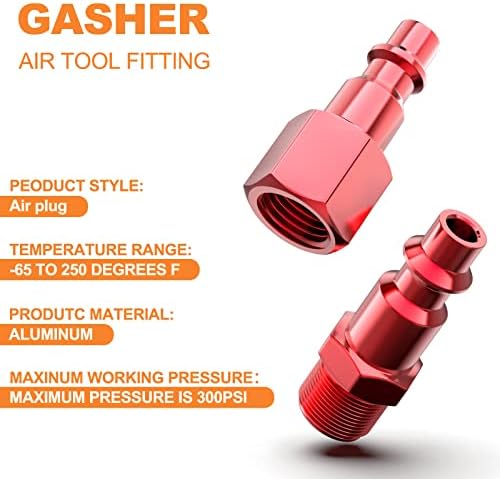 GASHER 28PCS Aluminium 1/4-Inch AMT Universal Air Coupler & Air Plug Kit,1/4 Inch NPT Female Threads Size, Quick Connect Air Coupler Air Hose Fittings - Image 5