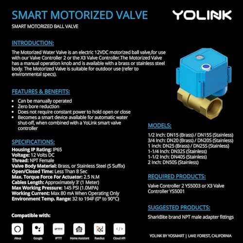 YoLink Wireless Smart Valve Control Kit - 1/2" Brass Motorized Valve Controller - Image 4