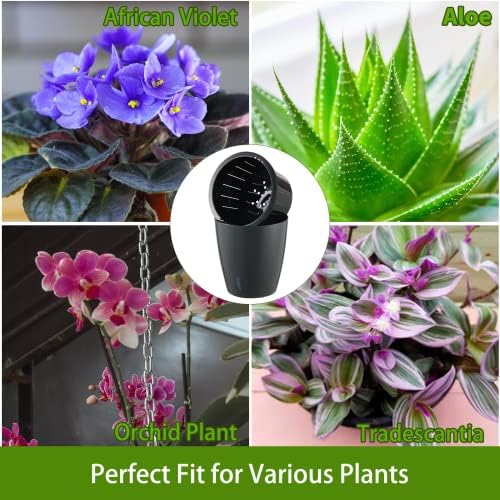 Planterhoma 6.7 Inch Self Watering Pots for Indoor Plants, 6 Packs African Violet Pots with Indicator, Black Wick Pot with Drainage Holes, Self Watering Planters for Orchid, Devil's Ivy, Grey - Image 3