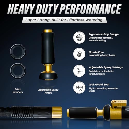 TITAN 50 ft Garden Hose – Lightweight Flexible Water Hose, Kink-Free Non-Expanding, High Flow, Solid Brass Fittings, Leak-Proof with Nozzle - Image 7