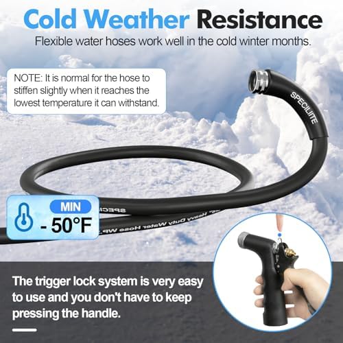 SPECILITE 5/8" Hot/Cold Garden Water Hose 200 ft, -50℉-158℉, Black - Image 2