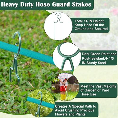 12Pcs Metal Hose Guide Stakes 14 Inch Garden Hose Holder Stake Heavy Duty Hose Support Hose Guide Spike for Outside Yard Lawn, Keeps Garden Hose Out of Flower Beds for Plant Protection - Image 3