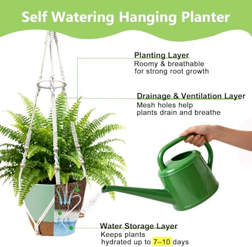 2 Pack Self Watering Hanging Planters with Grow Light for Indoor Plants - Image 6