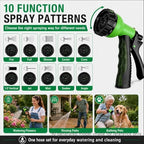 100FT Non-Expandable Flat Garden Hose with 10 Function Nozzle,No-Kink,Green - Image 5