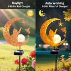 Solar Garden Lights Waterproof, Gift for Women Mom Grandma Wife Daughter, Cat Pathway Stake Lights, Glass Globe with Moon Cat Decor, Outdoor Decor Lights for Walkway Yard Lawn Patio Courtyard Garden - Image 3