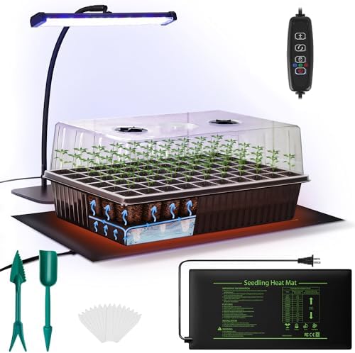 DazSpirit Seed Starter Kit, 60-Cell Tray with Grow Light and Heat Mat by DazSpirit