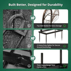Garden Hose Holder Stand with Storage Basket, Heavy Duty Freestanding Water Hose Hanger Storage Rack with 4 Ground Spikes, Detachable Metal Hose Organizer for Outside Yard, Lawn, Farm, Bronze - Image 6