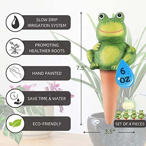 4-Pack Frog Plant Watering Globes Decorative Self Watering Spikes Planter Insert Terracotta Plant Watering Devices Automatic Plant Waterer for Indoor Outdoor Plants - Image 3