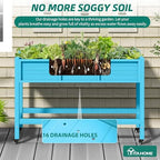 YITAHOME Raised Garden Bed HDPE, 47x18x31In Raised Flower Bed Poly-Wood Weather-Resistant Elevated Planter Box with Lockable Wheels for Vegetables, Aruba Blue - Image 2