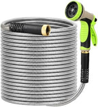 UNCO- Stainless Steel Metal Hose with 10 Functions Spray Nozzle, 75 ft, No Kink, Metal Garden Hose by Unco