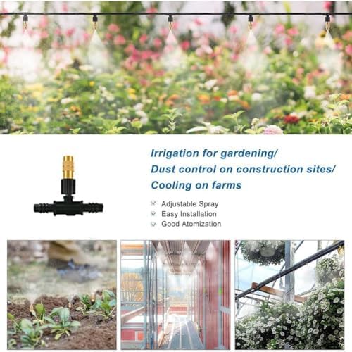 Adjustable Sprinkler with Micro Spray Mister Emitters, Copper Misting Nozzle Set for 4/7mm Hose Low Pressure Atomizing Sprayer 20pcs Brass Nozzle + 4 Points Extra Teeth - Image 7