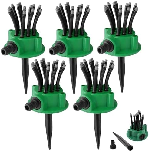 360° Coverage Precision Garden Irrigation Sprinkler, Large Area Coverage Water Saving Irrigation Sprinkler with Spike Base for Yard Lawn Roof Cooling Gardening (5 Pcs) by Unknown