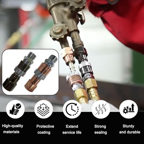 Upgraded Oxy Acetylene Quick Connects,Quick Connect Hose Fittings,Cutting Torch Hose Quick Connect Sets,Fit for 9/16"-18 B Fittings, Max 29 PSI for Fuel Gas and 145 PSI for Oxygen - Image 5
