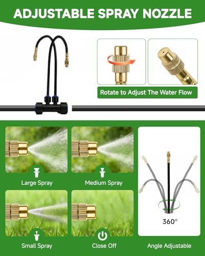 66FT Drip Irrigation System with Timer, Automatic Watering System Kit with Solid Brass Metal Connectors, 360° Dual‑Outlet Adjustable Nozzles for Garden, Yard, Lawn, Greenhouse & Potted Plants - Image 4