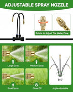 66FT Drip Irrigation System with Timer, Automatic Watering System Kit with Solid Brass Metal Connectors, 360° Dual‑Outlet Adjustable Nozzles for Garden, Yard, Lawn, Greenhouse & Potted Plants - Image 4