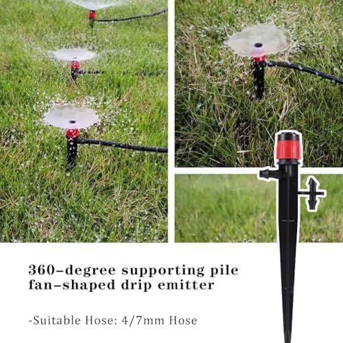 1/4" Drip Emitters Fan Shape with Stake Water Flow360 Degree Sprayer Greenhouse Micro Drip Irrigation Kit Garden Watering (20pc)(Scattering) - Image 2