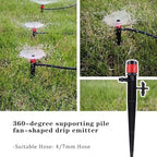 1/4" Drip Emitters Fan Shape with Stake Water Flow360 Degree Sprayer Greenhouse Micro Drip Irrigation Kit Garden Watering (20pc)(Scattering) - Image 2
