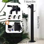 Outdoor Faucet Column, Freestanding Hexagonal Garden Water Column with Hook and Faucet Garden Hose Holder for Patio/Backyard - Image 2