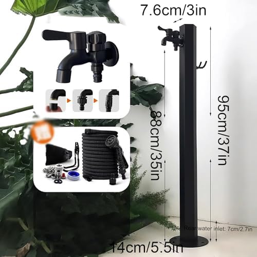 Outdoor Faucet Column, Freestanding Hexagonal Garden Water Column with Hook and Faucet Garden Hose Holder for Patio/Backyard - Image 2