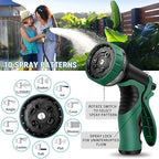 Expandable Garden Hose 50 ft with 10 Function Nozzle Sprayer, Lightweight & No-Kink Flexible Water Hose with Durable Latex Core & Solid Brass Fittings, 50ft Retractable Stretch Hose (DarkGreen) - Image 5