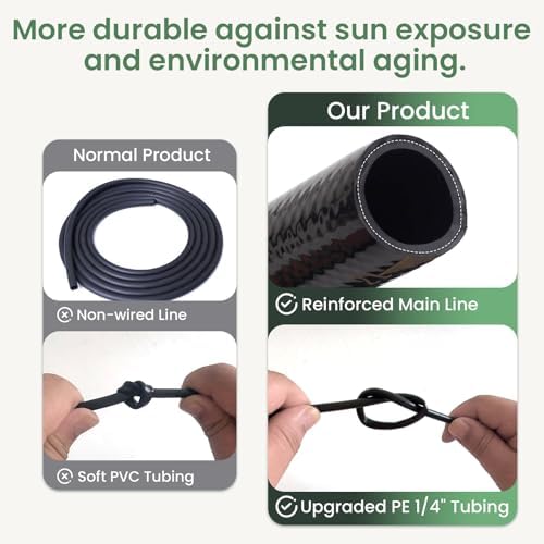 240FT Drip Irrigation System Kits, Quick-Connect Garden Watering System for Raised Bed, Potted Plants, Lawn, Greenhouse with 1/2 inch Hose 1/4 inch Tubing and Accessories - Image 6