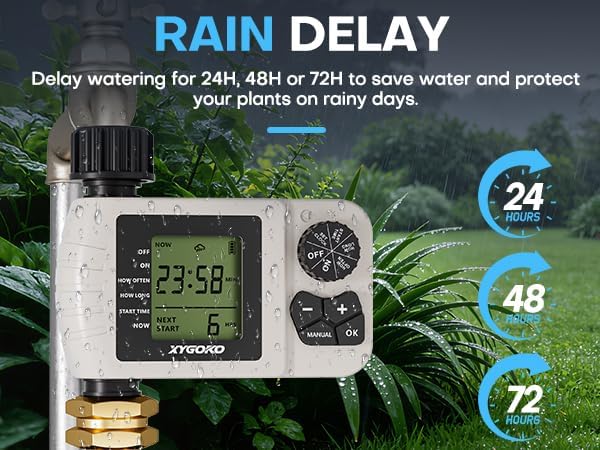 Sprinkler Timer, Programmable Garden Hose Faucet Water Timer with Rain Delay, Manual and Auto Irrigation System, Lawn Outdoor Watering Controller - Image 6