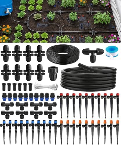 40FT Main tube1/2 Drip Irrigation System Kit with 40 Adjustable Nozzles by ELDEROAKI