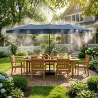 Timechee 15 FT Outdoor Patio Umbrella with Cooling Misting System, Rechargeable Electric Mist Pump, Type-C Charging, 2-3 Hours Use, Large Beach Umbrella with Base for Backyard by Timechee