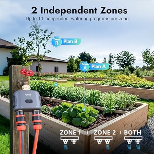 WiFi Water Timer for Garden Hose with Brass Inlet,Smart Hose Timer with WiFi Hub, APP & Voice Control,Up to 20 Watering Plans, 2-Zone Sprinkler Drip Irrigation System Controller for Yard Lawn Watering - Image 6